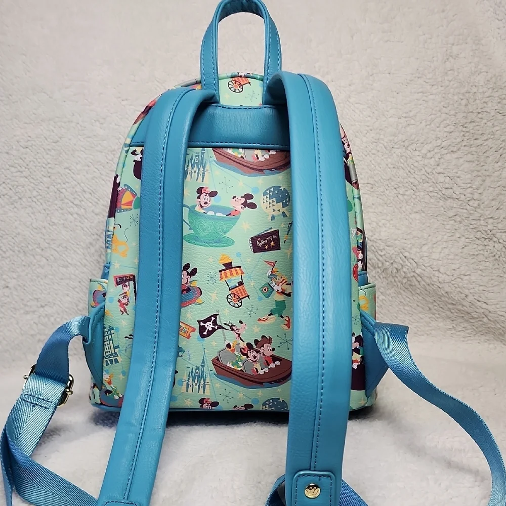 Disney Blue Mini Backpack with Cartoon Pattern - Picture 4 of 8